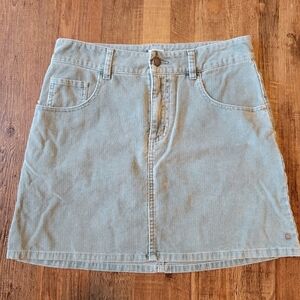 Roxy Light Gray Green Corduroy Mini Skirt